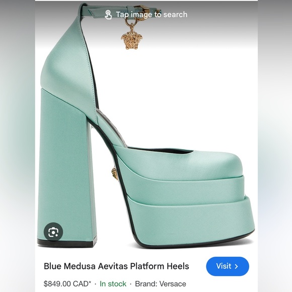 Versace Blue Platform Heels - Medusa Aevitas - Picture 2 of 2